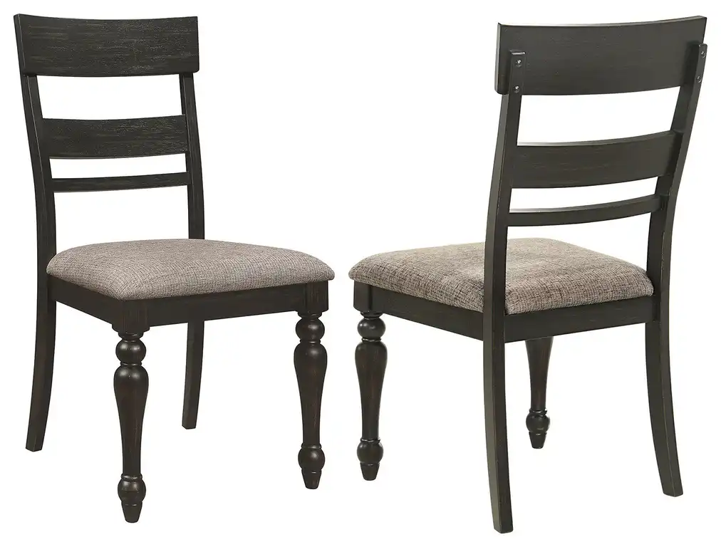 Set of 2 Dining Side Chairs, Stone Brown and Charcoal Sandthrough