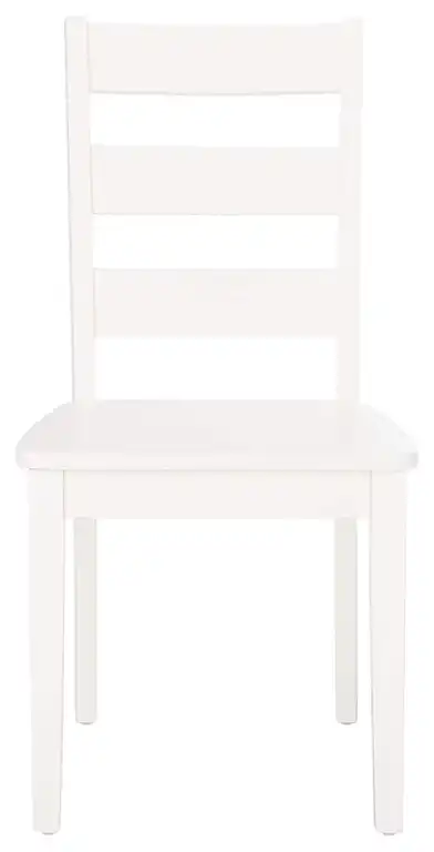 Set of 2 Farmhouse White Ladder Back Dining Chairs with 18 Inch Seat Height