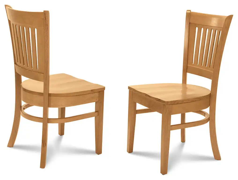 Set of 2 Midu Dining Chair, Wooden Seat, Oak