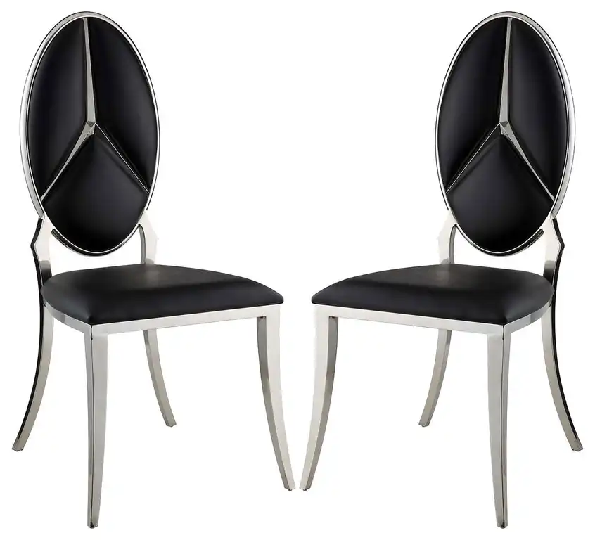 Set of 2 PU Side Chair, Black