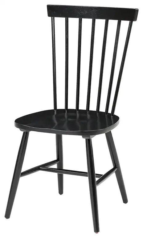 Set of 2 Traditional Windsor Style Black Dining Chairs with Solid Wood Frame