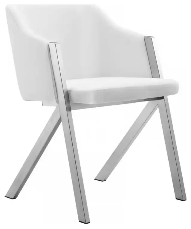 Set of 2 White Faux Leather Modern Dining Chairs