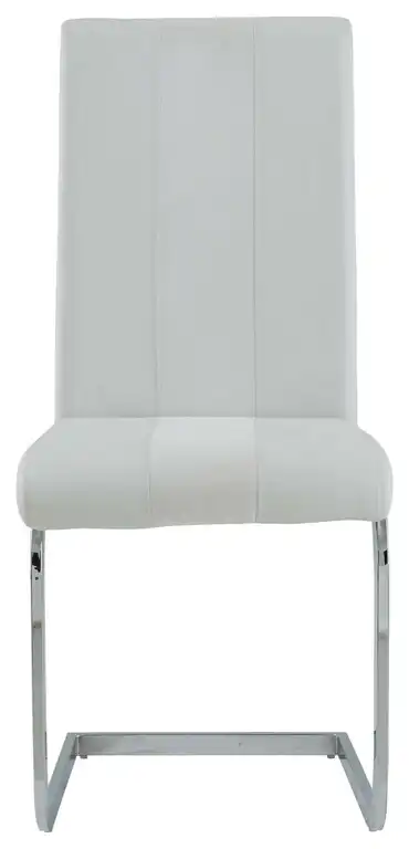 Set of 4 White Two Toned Dining Chairs With Silver Tone Metal Base