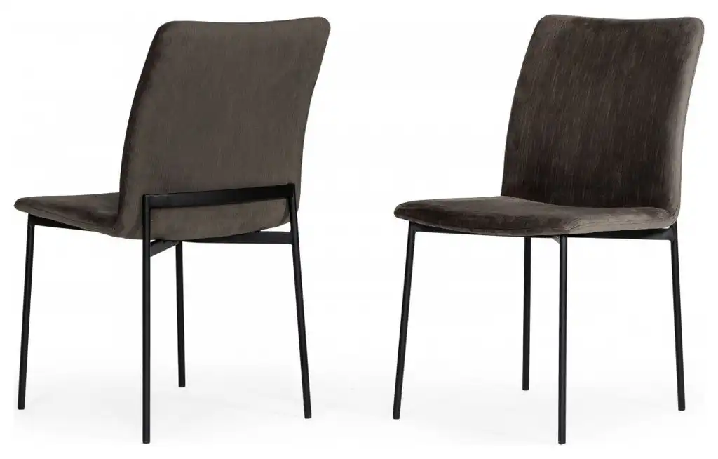 Set of Two Brown Black Dining Chairs