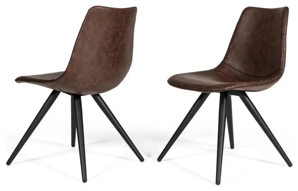 Set of Two Brown Modern Dining Chairs