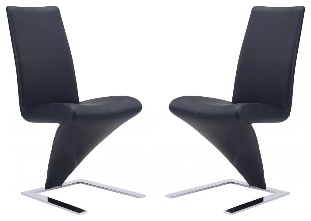 Set of Two Modern Black Dining Chairs