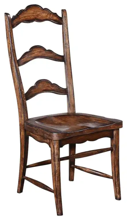Side Chair Dining Colonial, Solid Wood Pecan Saddle Seat, Shaped