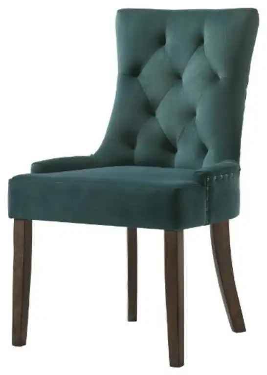 Side Chair, Green Velvet & Espresso Finish