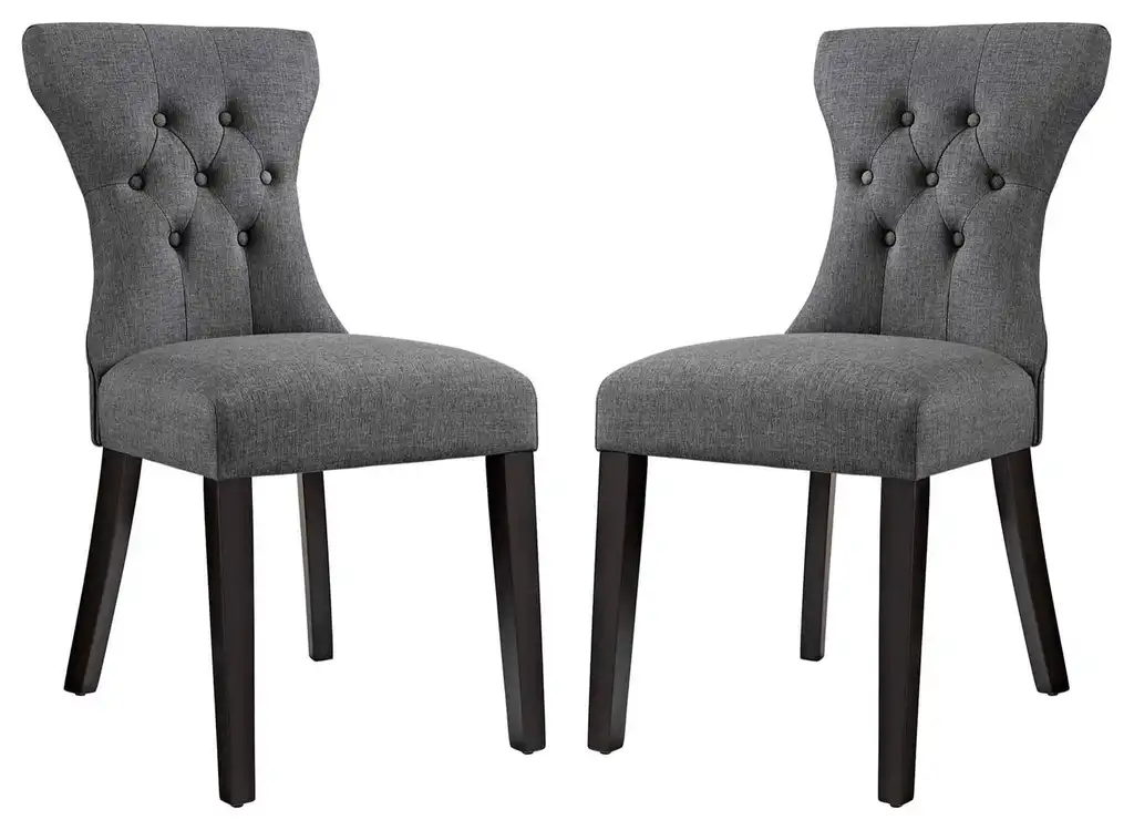 Silhouette Dining Side Chairs Upholstered Fabric, Set of 2, Gray