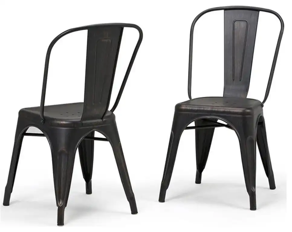 Simpli Home Fletcher Metal Dining Side Chair in Black (Set of 2)