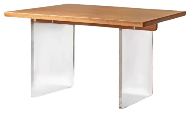 Solid Wood Acrylic Dining Table, Cherry Solid Wood / 63" Table