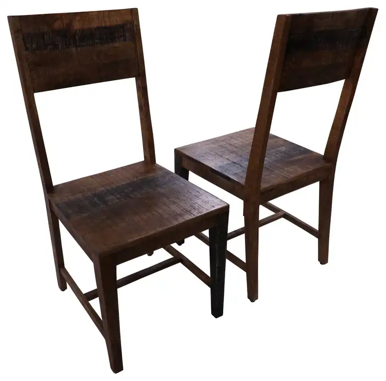 Solid Wood Handmade Dining Chair Set of Two With Texture 40"H x 18"W x 18.5"D