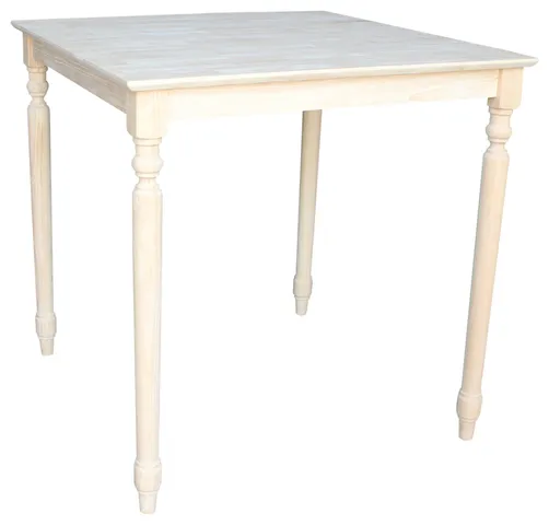 Solid Wood Top Table - Turned Legs