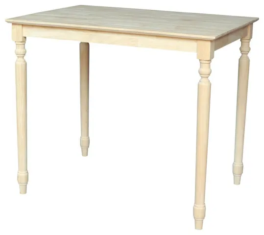 Solid Wood Top Table Turned Styled Legs