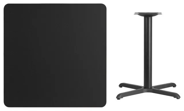Square Black Table Top XU-BLKTB-3636-T3030-GG