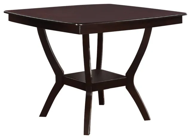 Square Shaped Wooden Counter Height Table With Bottom Shelf Brown