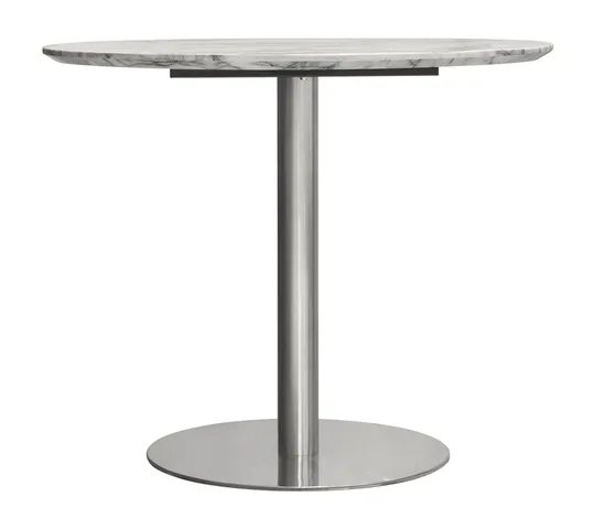 Stella 36" Round Dining Table With Metal Base, Silver