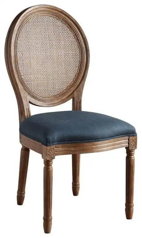 Stella Oval Wood Back Chair in Azure Blue Fabric