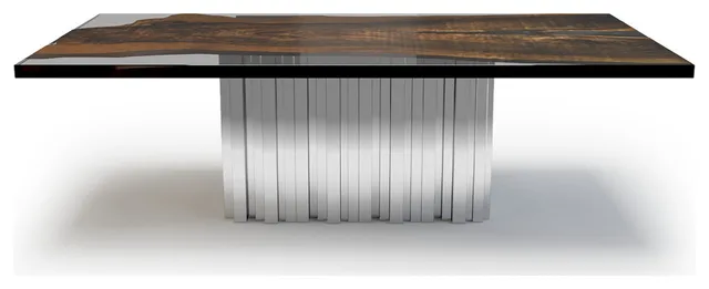 Stellio Dining Table, Chrome Base, 10-12 Seater