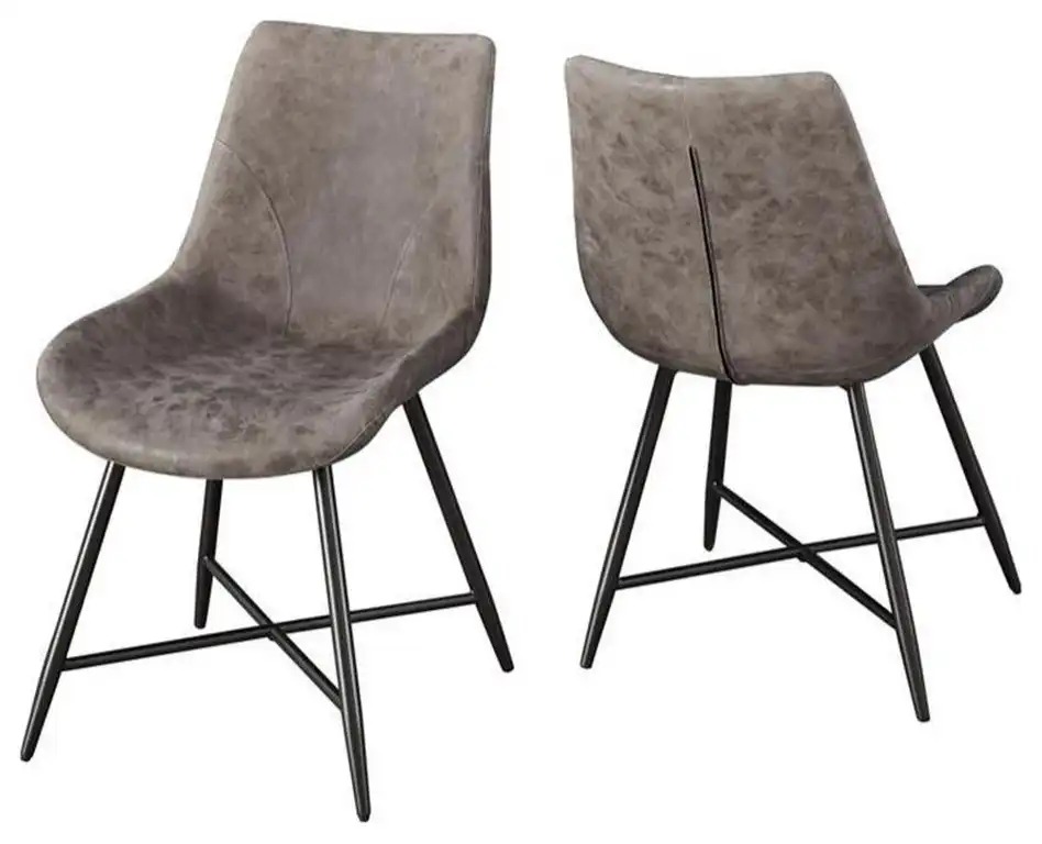 Steve Silver Ramona Brown Faux Leather and Metal Side Chair