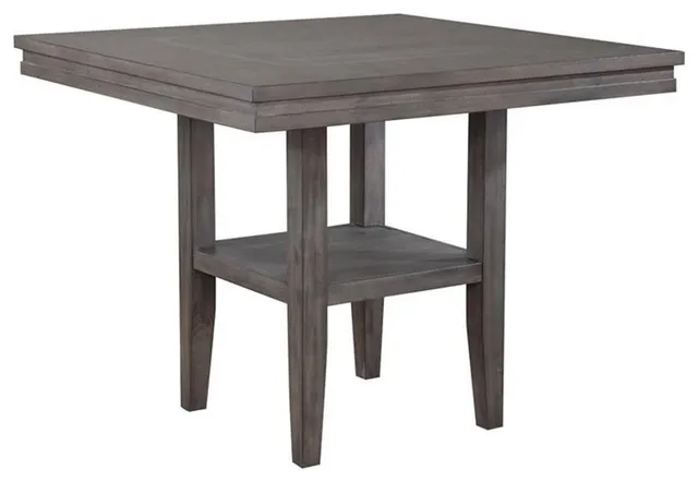Sunset Trading Shades of Gray 45" Square Wood Pub Table & Storage Shelf in Gray