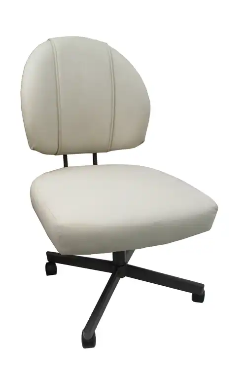 Swivel Caster Chair on Wheels, Ocean Beige Vinyl, Brown Metal Frame