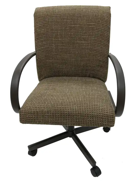 Swivel Caster Dining Chair M-60 on Wheels, Checkered Brown