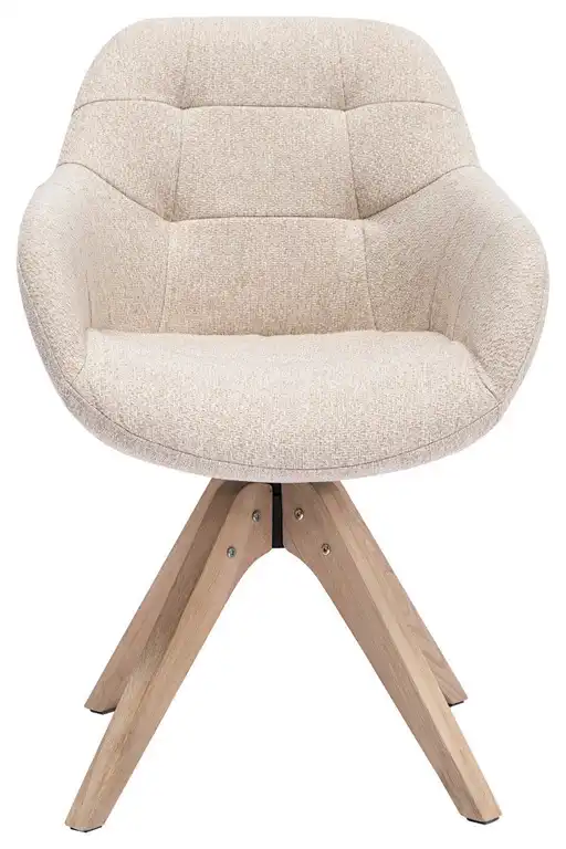 Swivel Desk Chair No Wheels Upholstered Dining Chair Armchair, Beige