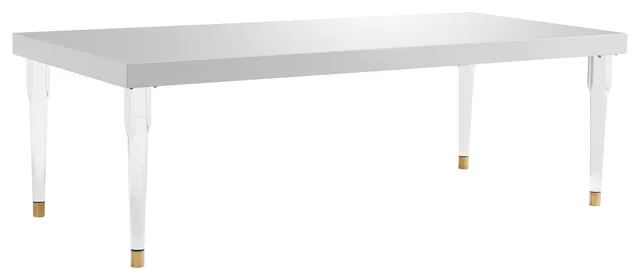 Tabby Glossy Lacquer Dining Table, White
