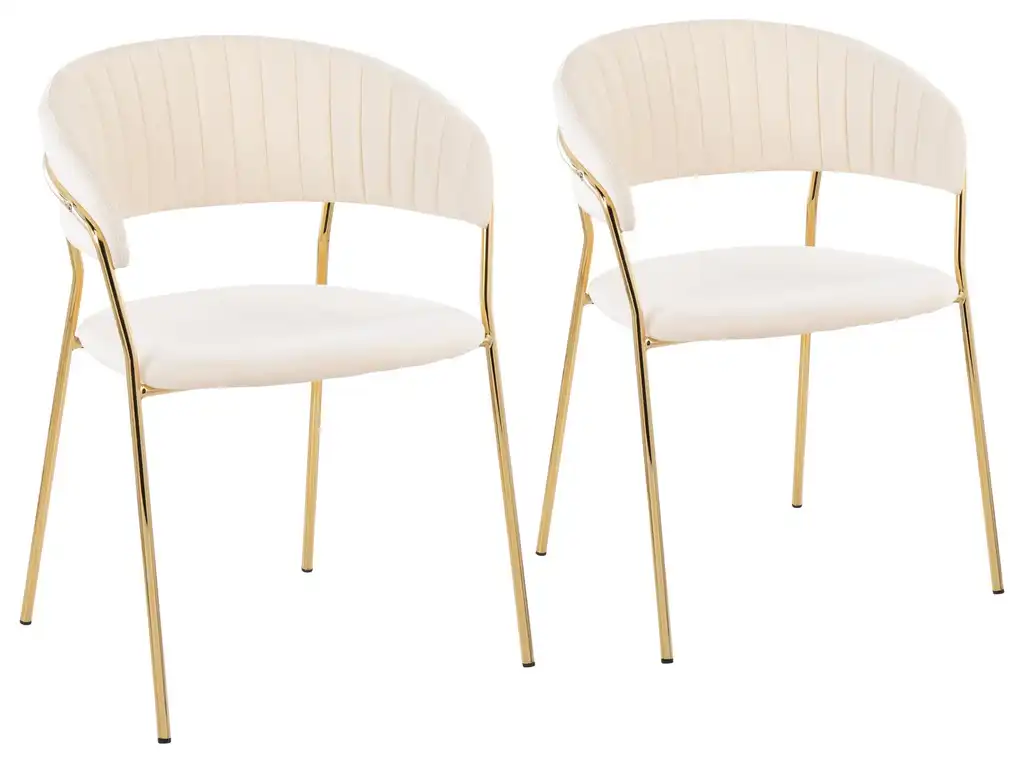 Tania Chair, Set of 2, Gold Metal, Cream Velvet