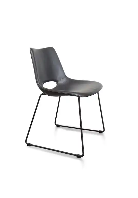 Thompson Dining Chair, Charcoal Faux Leather, Set of 2
