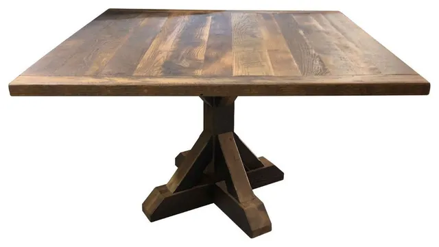 Thornton Barnwood Square Pedestal Dining Table, Natural, 48x48