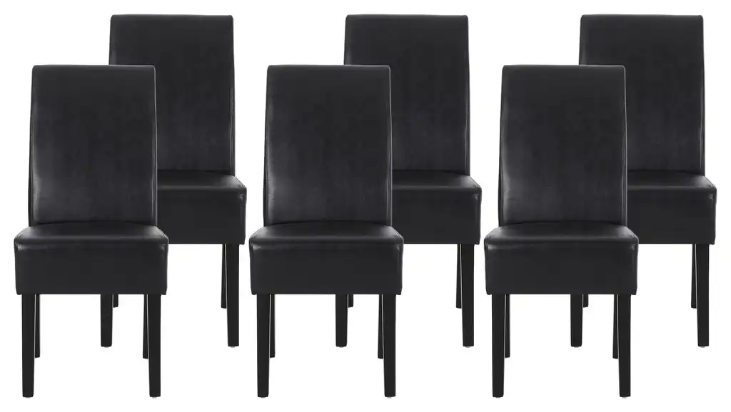 Thurber Upholstered Dining Chairs, Set of 6, Midnight + Espresso