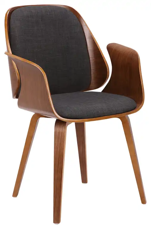 Tiffany Mid-Century Dining Chair in Charcoal Fabric with Walnut Veneer Finish