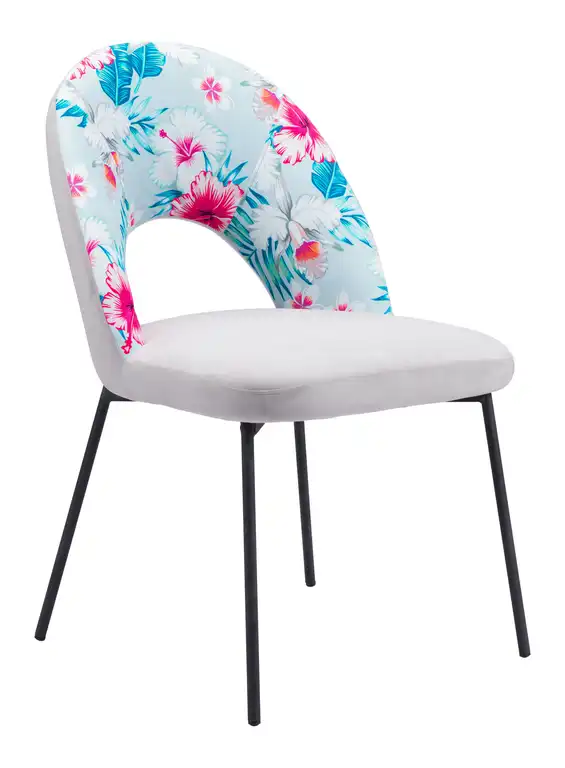 Torrey Dining Chair, Set of 2, Multicolor Print and Gray
