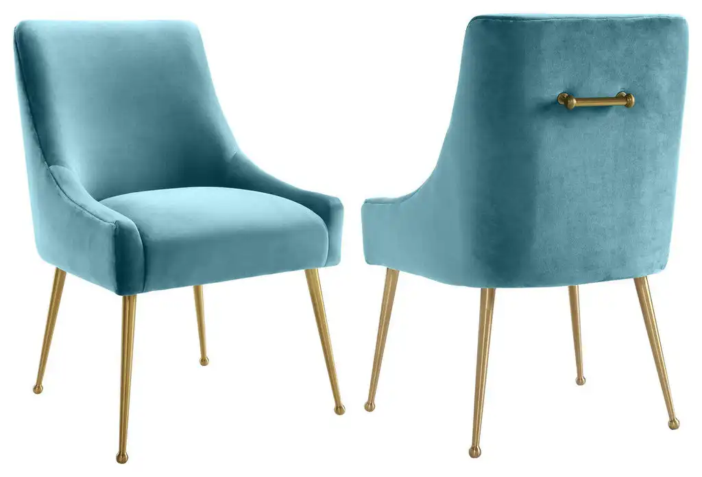TOV Furniture Beatrix Sea Blue Velvet Side Chair