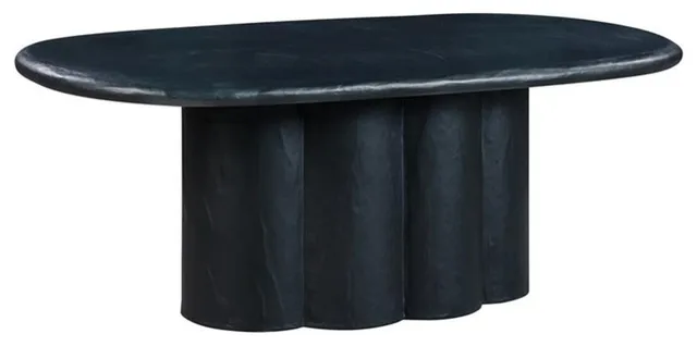 TOV Furniture Elika Oval Faux Plaster & Stone Dining Table in Black