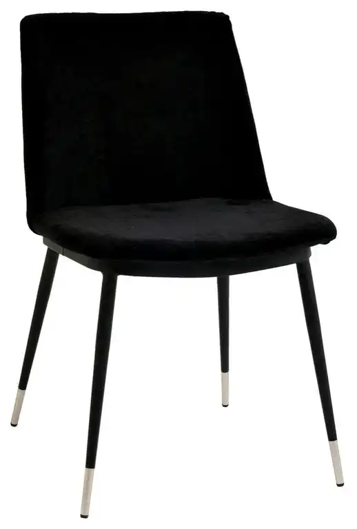 TOV Furniture Evora Black Velvet Chair - Silver Legs (Set of 2)