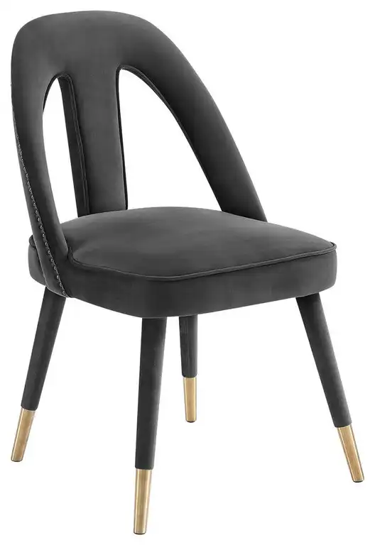 TOV Furniture Petra Dark Grey Velvet Side Chair