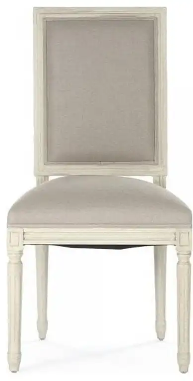 Traditional Louis Side Chair in Burlap and Wood
