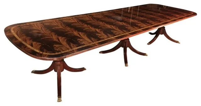 Traditional Mahogany Banquet Dining Table by Leighton Hall