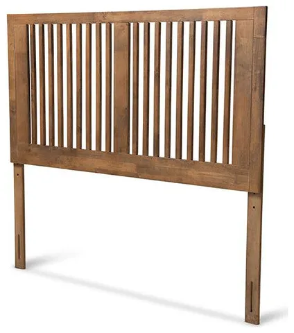 Transitional Ash Walnut Finished Wood Queen Size Headboard