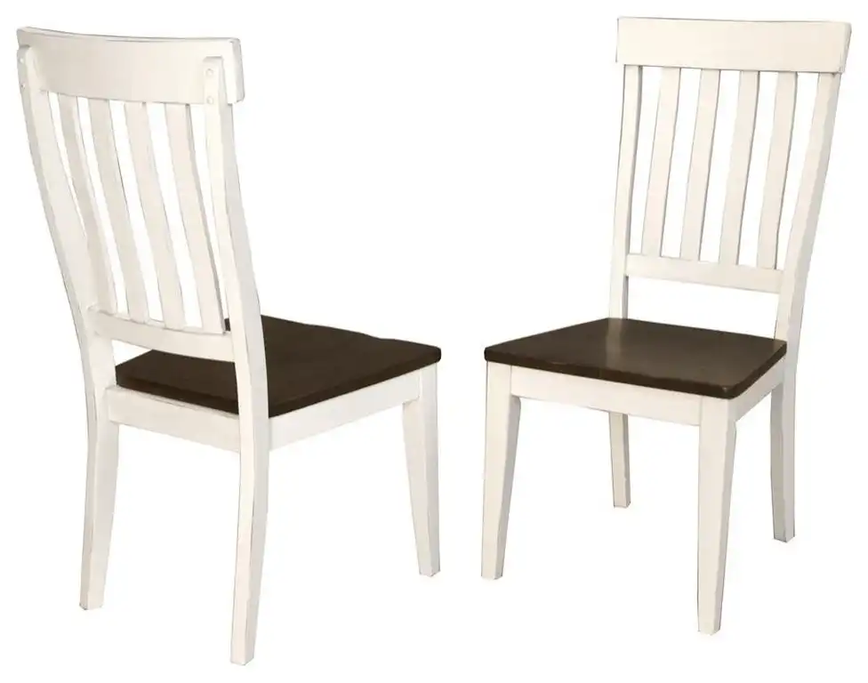 Transitional Cocoa-Chalk Slatback Side Chair (Set of 2), Belen Kox