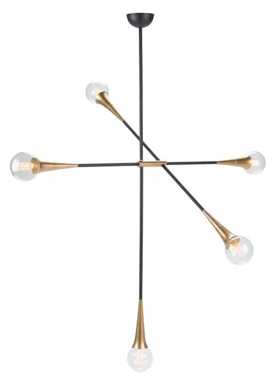 Tristan 5 Pendant Light in Matte Black and Matte Gold