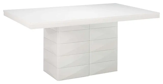 Troy Pedestal Dining Table, White Wood, 71" Rectangular