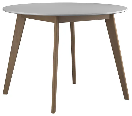 Two-tone Round Dining Table, White and Natural