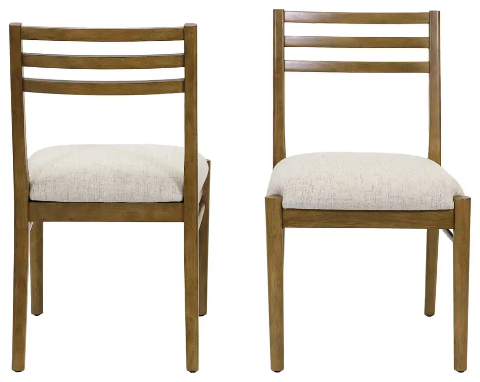 Two Wood Modern Slat Back Chairs, Set of 2, Brown