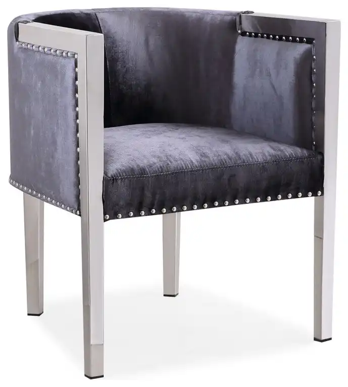 Uptown Club Julio Contemporary Velvet Upholstered Accent Chair in Charcoal
