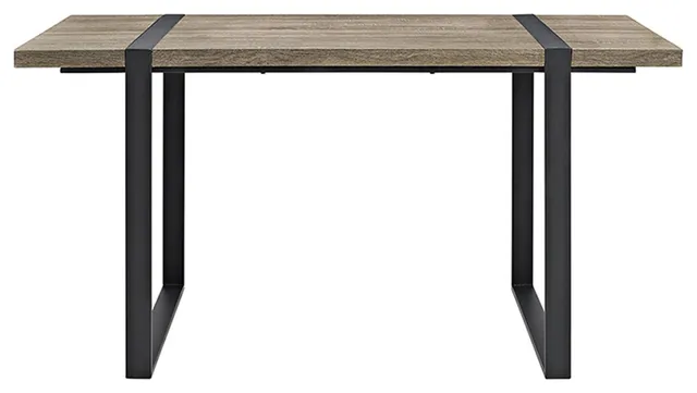 Urban Dining Table, Rectangular MDF Top & Powder-Coated Metal Base, Brown