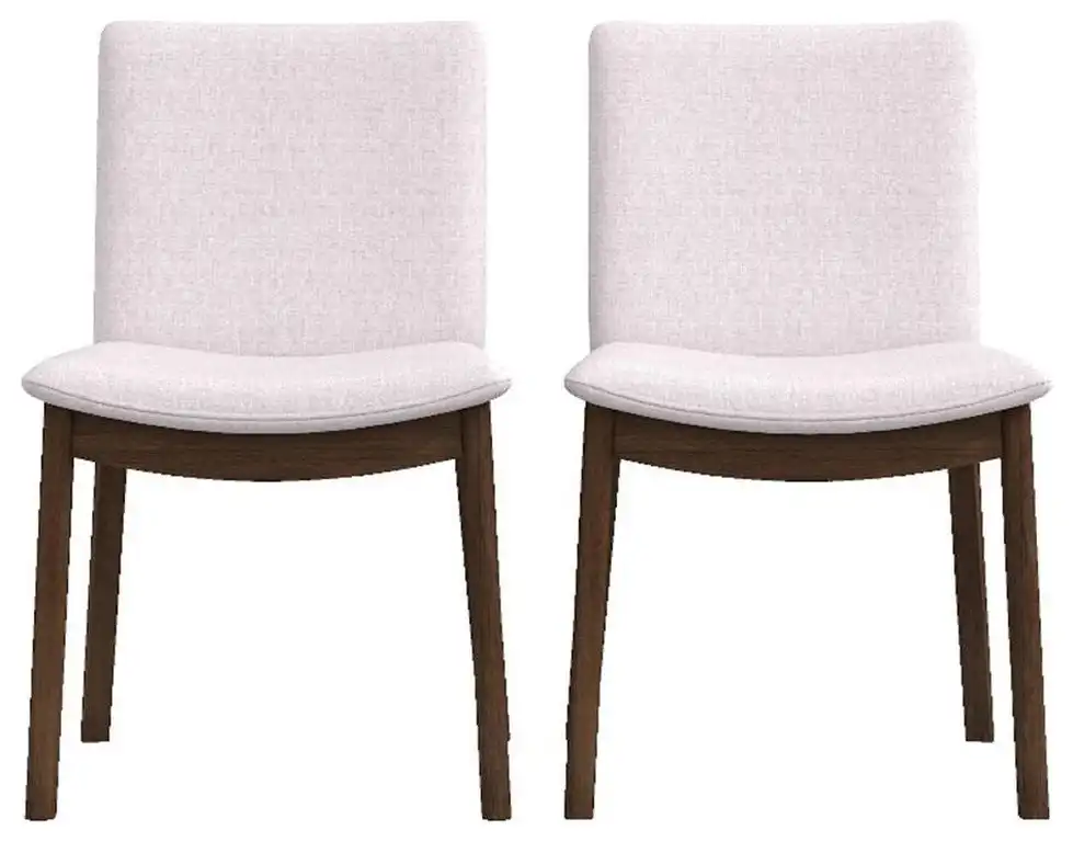 Valentine Mid-Century Modern Cream Fabric Dining Chair (Set of 2)